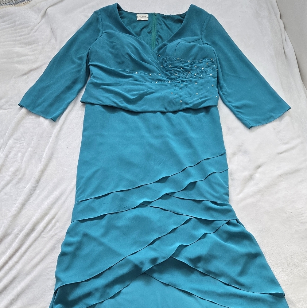 Light In The Box Elegant Teal Long Sleeve Dress, 5X